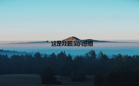 ”这是我最深的感慨