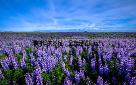 那时候的养殖, 全靠经验和运气